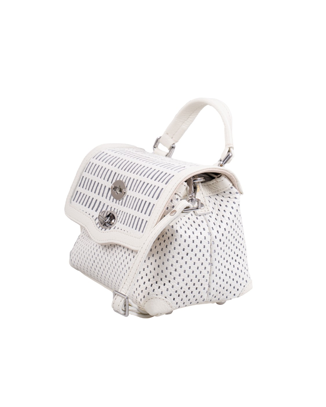 shop ZANELLATO  Borsina: Zanellato borsa Postina® baby in pelle traforata white assoluto.
Doppia chiusura.
Può essere indossata a mano, a tracolla o a spalla.
Tracolla regolabile in pelle.
Dimensioni: 19x14x10cm.
Composizione: 100% pelle di vitello.
Fabbricato in Italia.. 069700 BABY 1970000-Z1101 number 326391